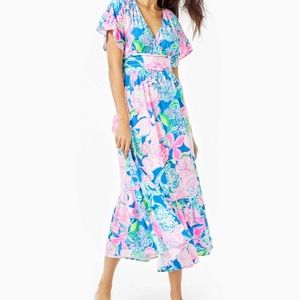 NWOT Lilly Pulitzer Jesse Midi Dress Multi Peony M